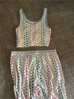 White Rainbow Heart Sleep Set - Crop Tank & Pants - ACCEPTING OFFERS
